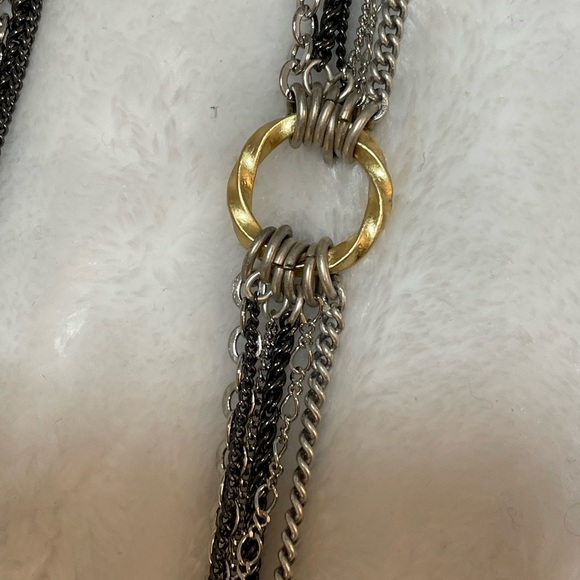 NWT Chico’s Multi Strand Chain Necklace Silver, Gold, Black, Brass - Picture 10 of 14
